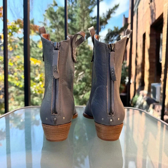 New Free People We The Free Wesley Ankle Boot Shoes Leather Heeled Sky Blue 8 - Picture 8 of 14